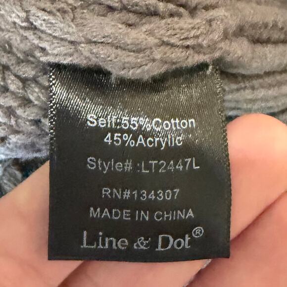 Line & Dot Jasper Fringe Sweater S Gray Cable Knit CottageCore CabinCore NWT - Picture 8 of 9